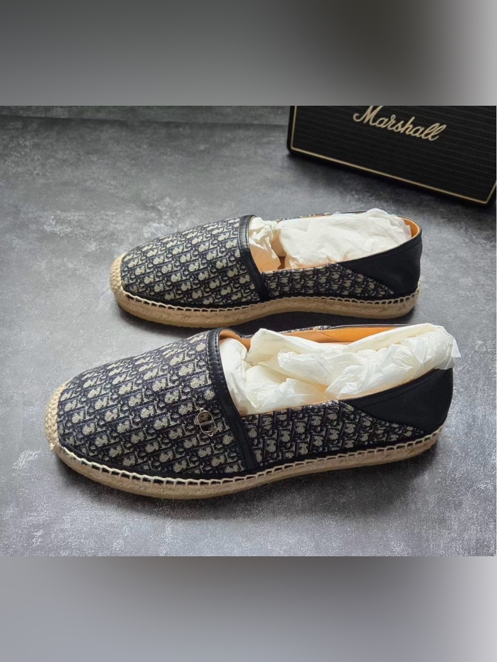 🚩steal Dior Black and Beige Logo Espadrilles